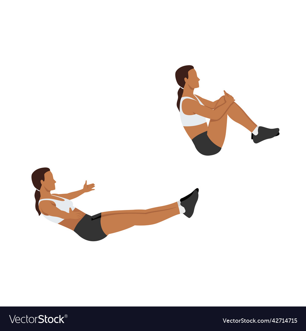 Woman doing knee hugs exercise flat Royalty Free Vector