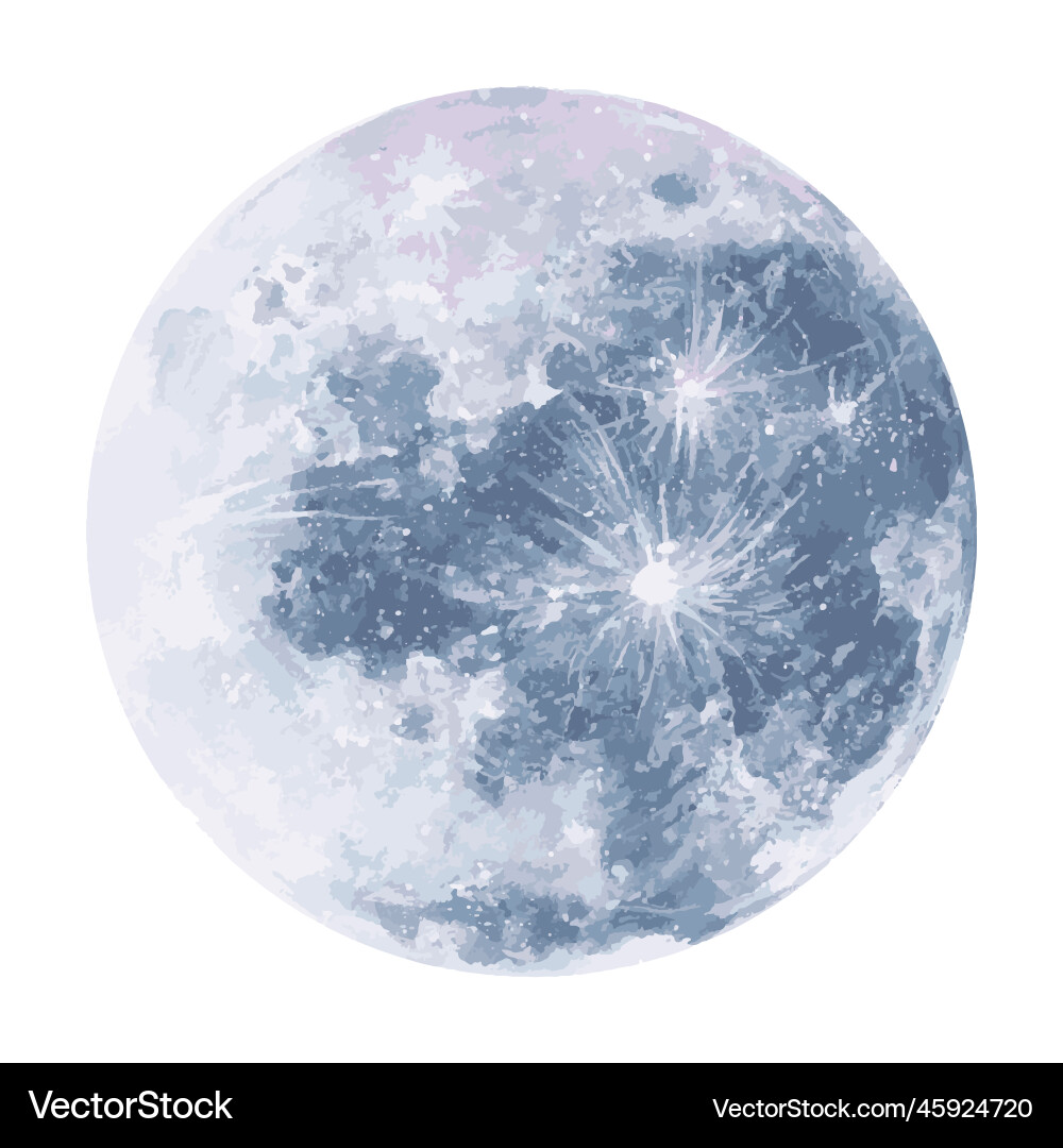 Abstract watercolor night sky with full moon Vector Image