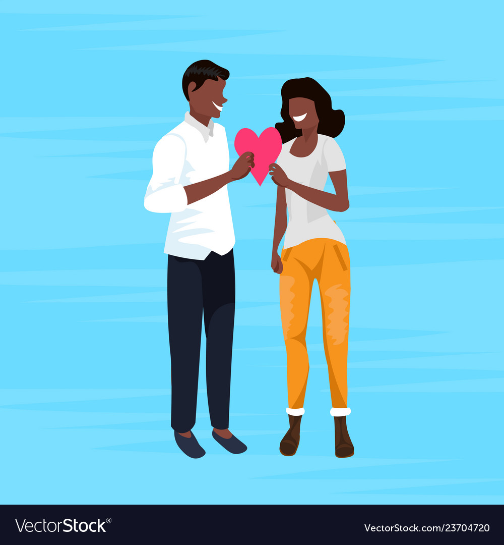 Couple holding red heart shape happy valentines Vector Image