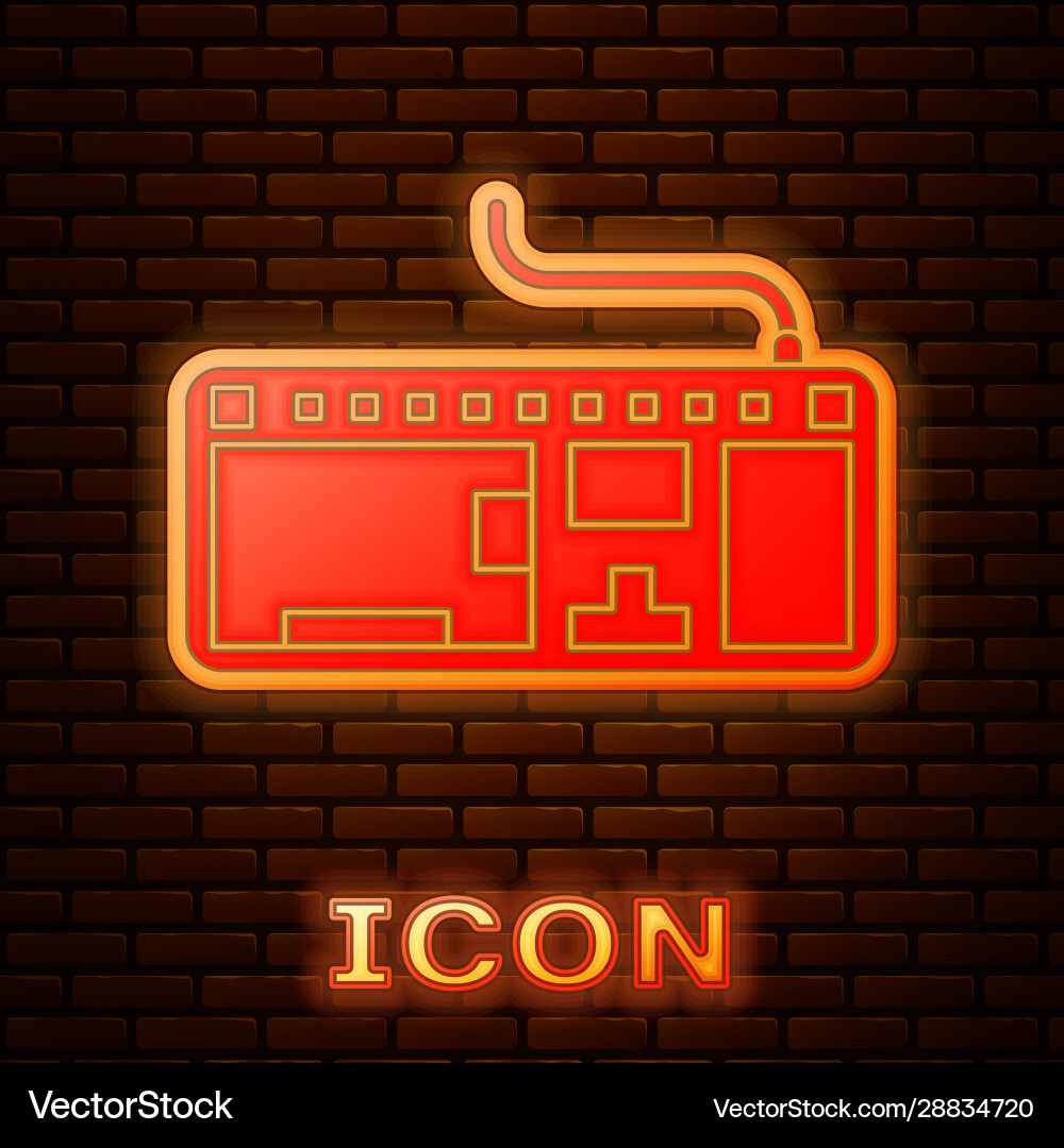Glowing neon computer keyboard icon isolated Vector Image