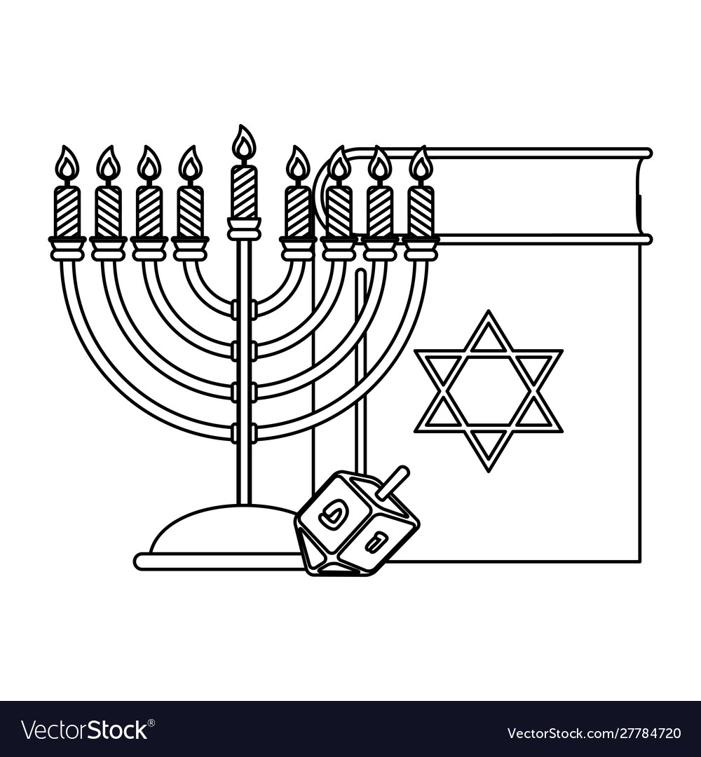 Happy hanukkah koran book with chandelier Vector Image