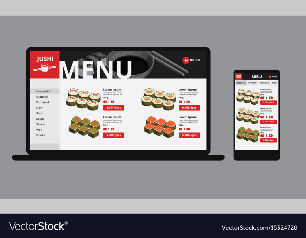 Japanese food online shop concept Royalty Free Vector Image