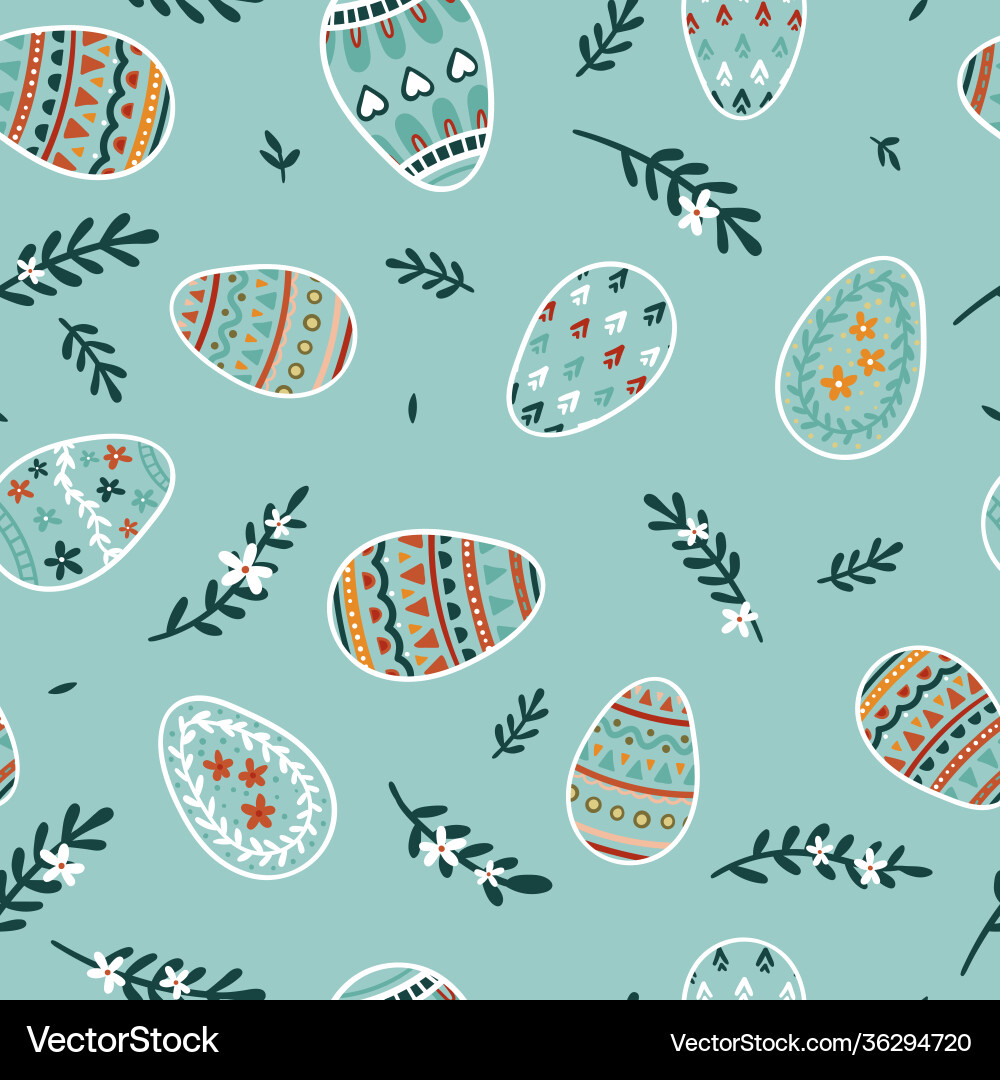 Lovely hand drawn easter seamless pattern cute Vector Image