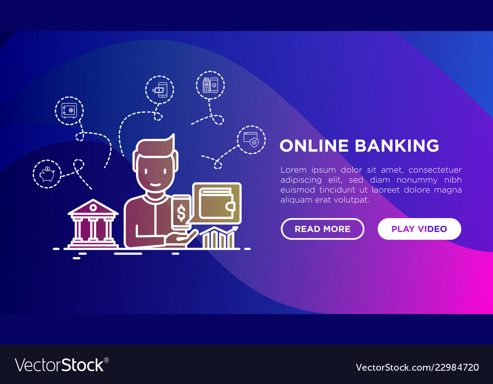 Online Banking Concept Man With Virtual Wallet Vector Image