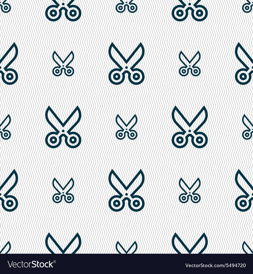 Scissors icon sign seamless pattern with geometric