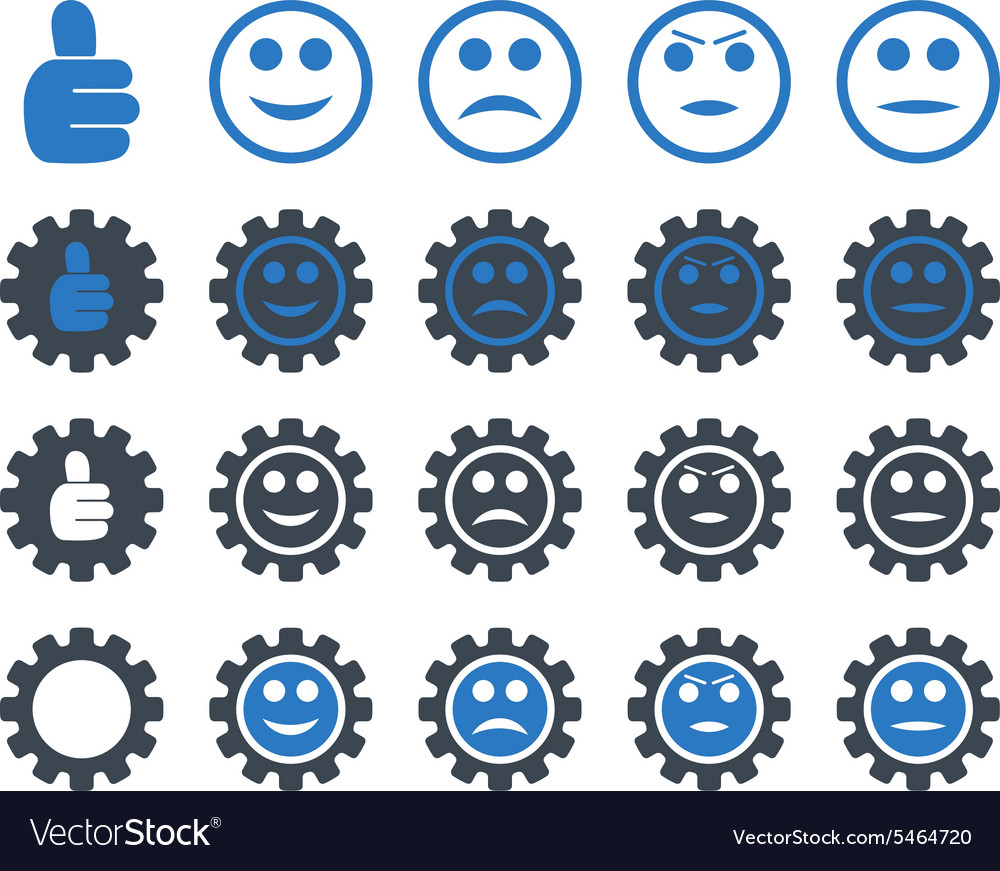 Settings and smile gears icons