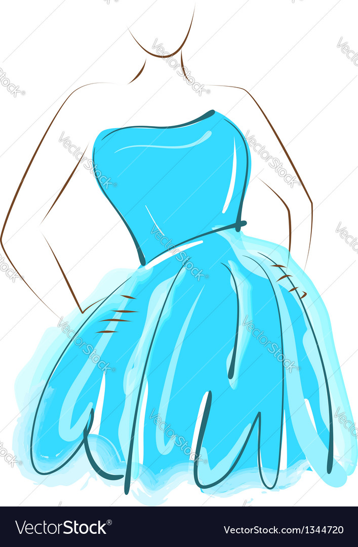 Blue shop dress sketch