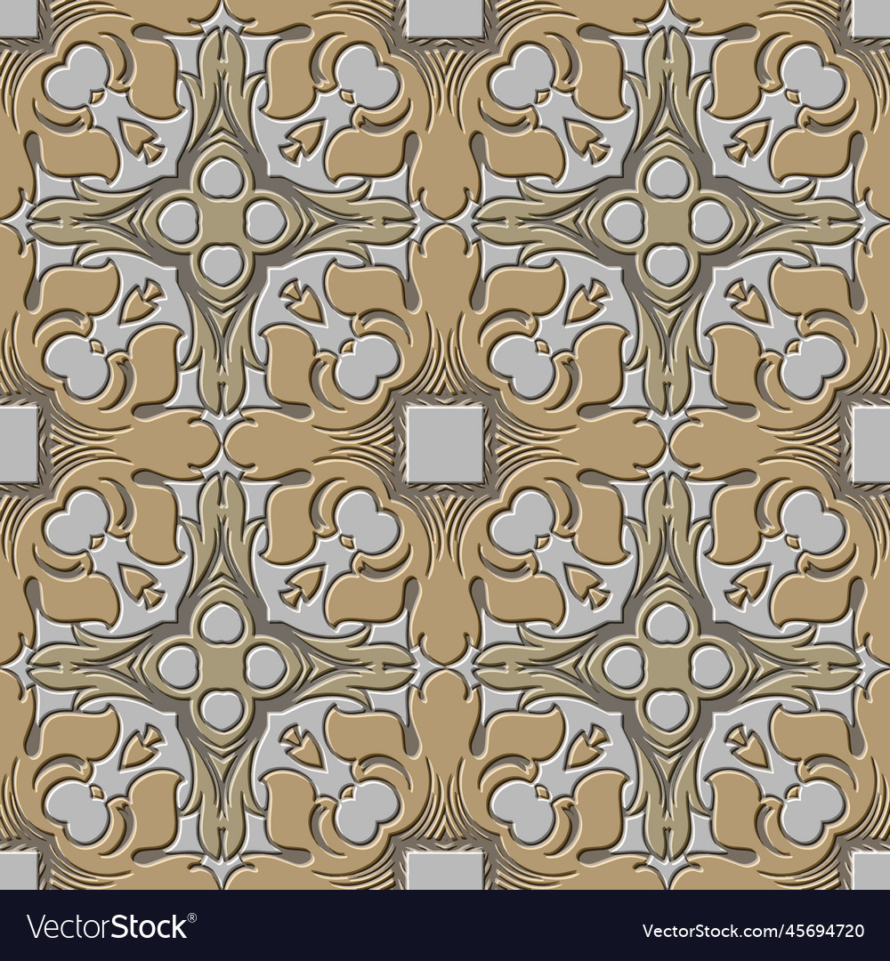 Textured emboss 3d seamless pattern ornamental