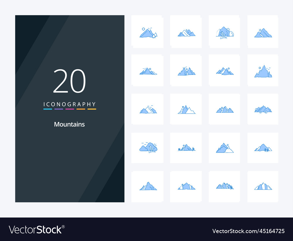 20 mountains blue color icon for presentation