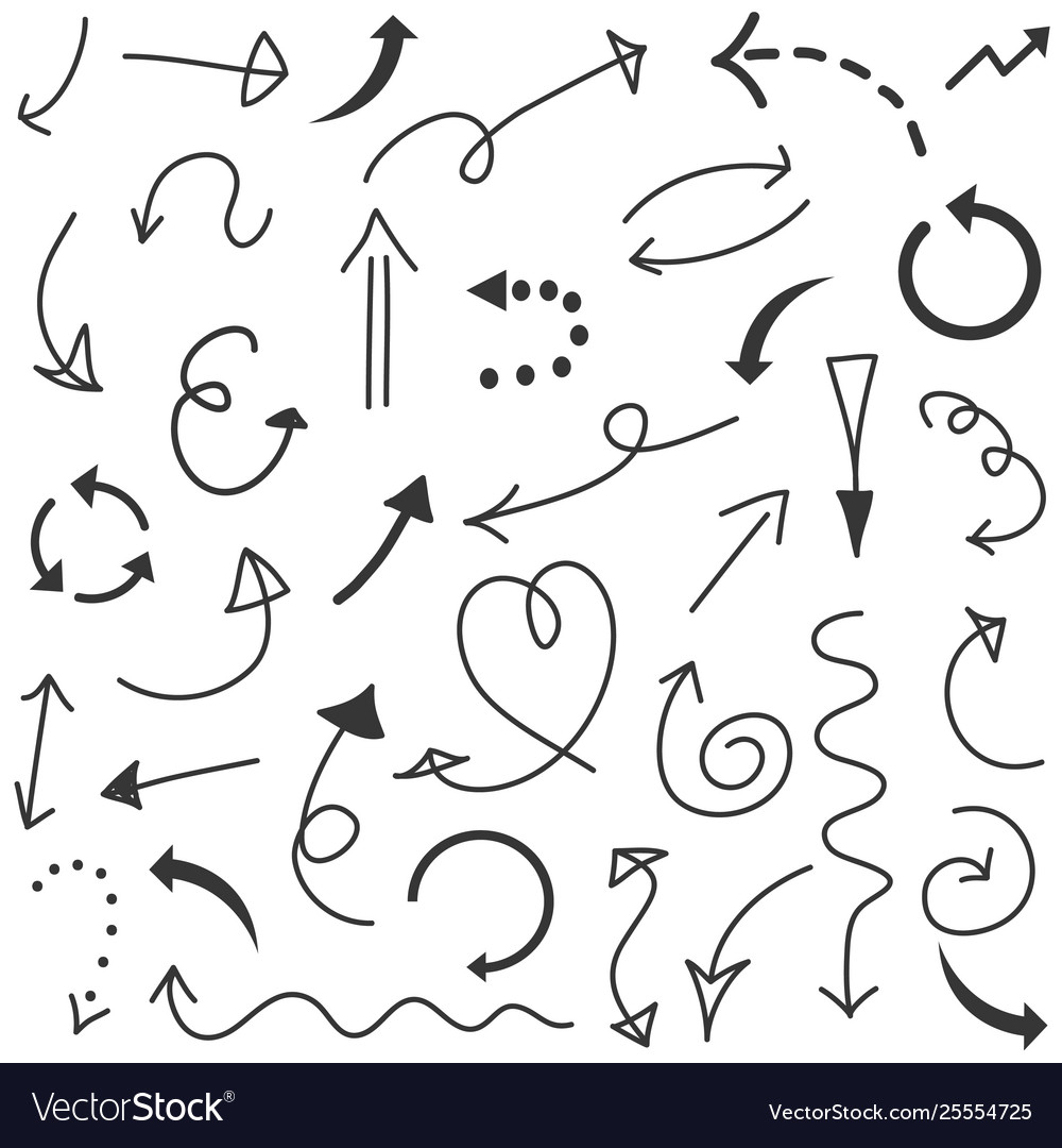 Arrows set hand drawn vector image Arrows set hand drawn