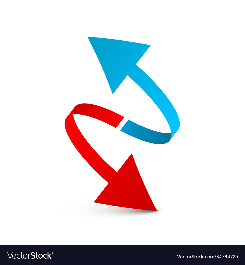 Arrows symbol - up blue and down red arrow icons Vector Image