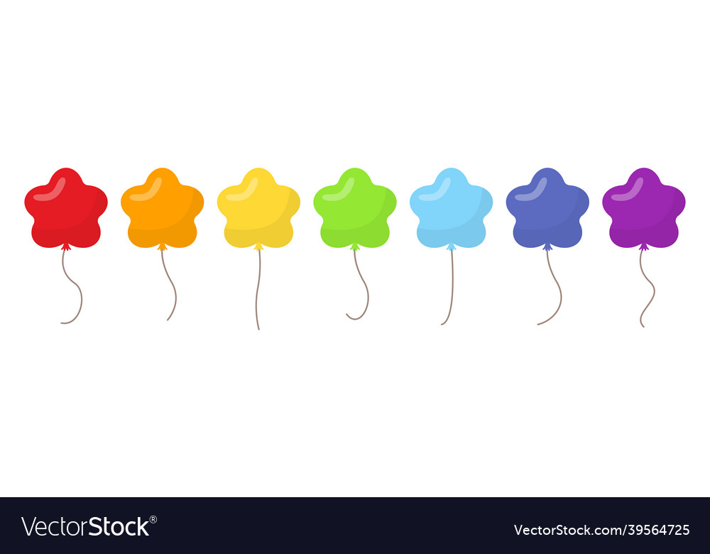 Ballon Blumen Regenbogen mit Seil flach Stil Set