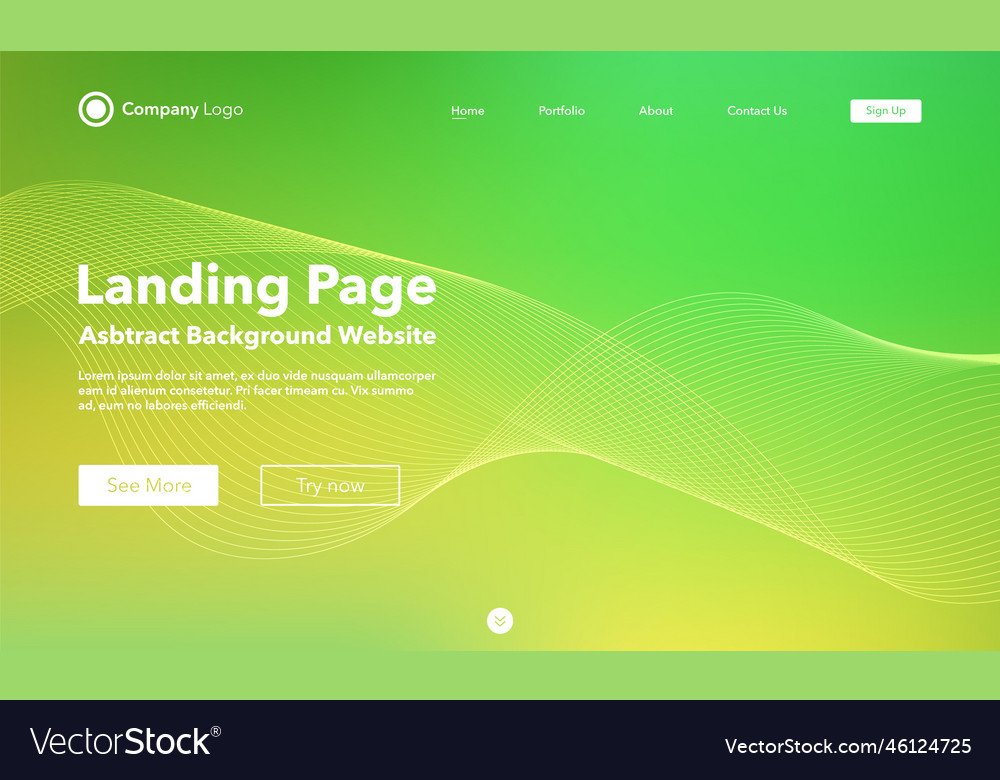 Gradient abstract wave background landing page vector image Gradient abstract wave background landing page