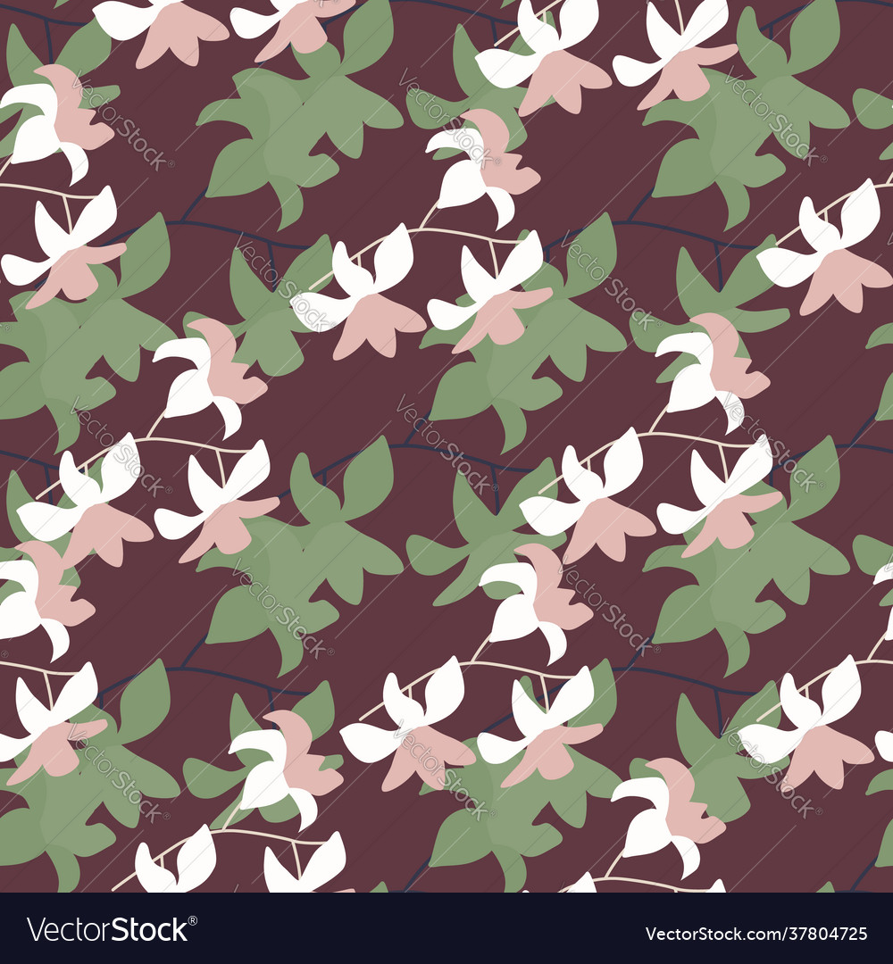 Green and pink random hawaii flowers seamless