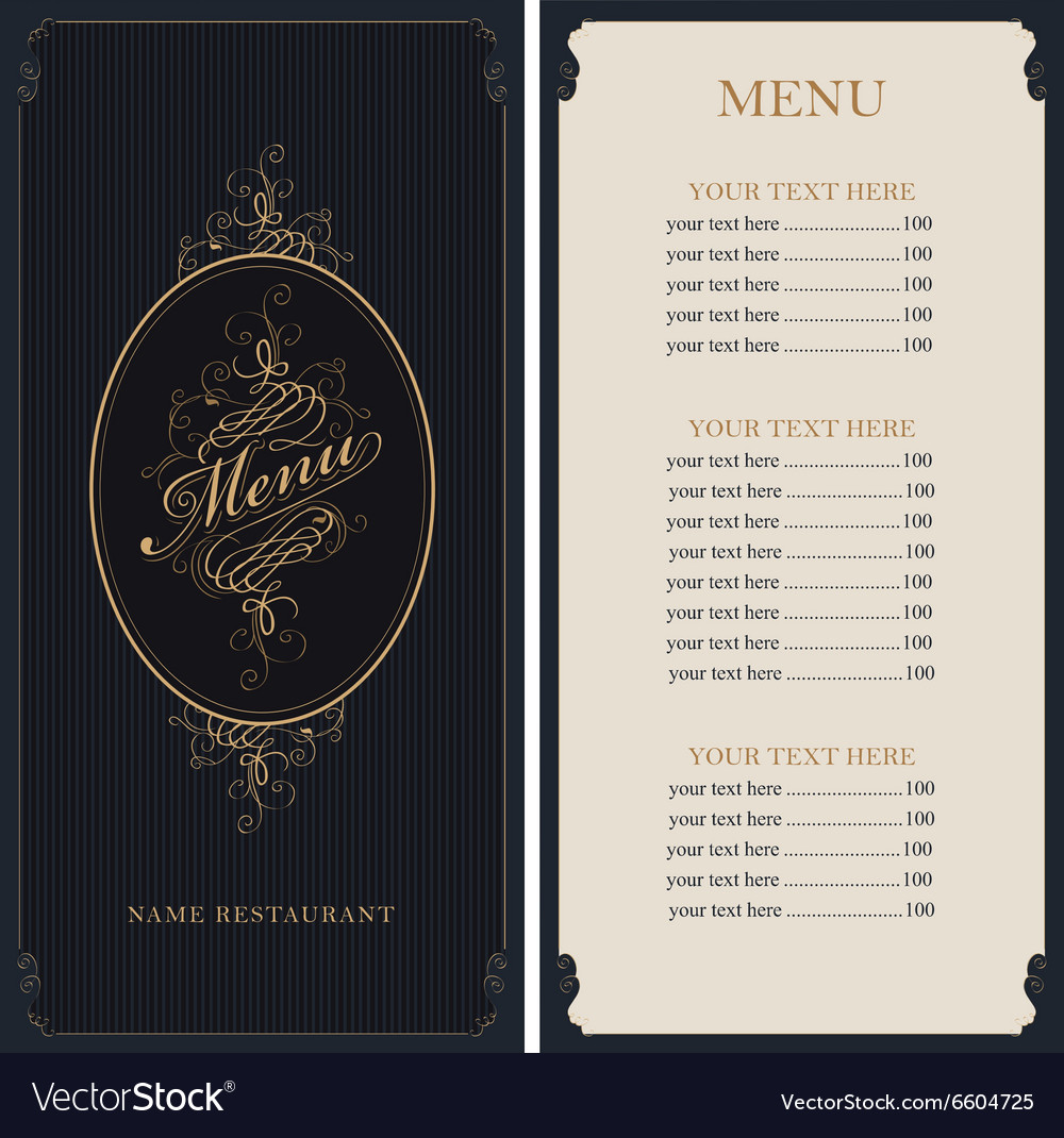 Menu in baroque style Royalty Free Vector Image