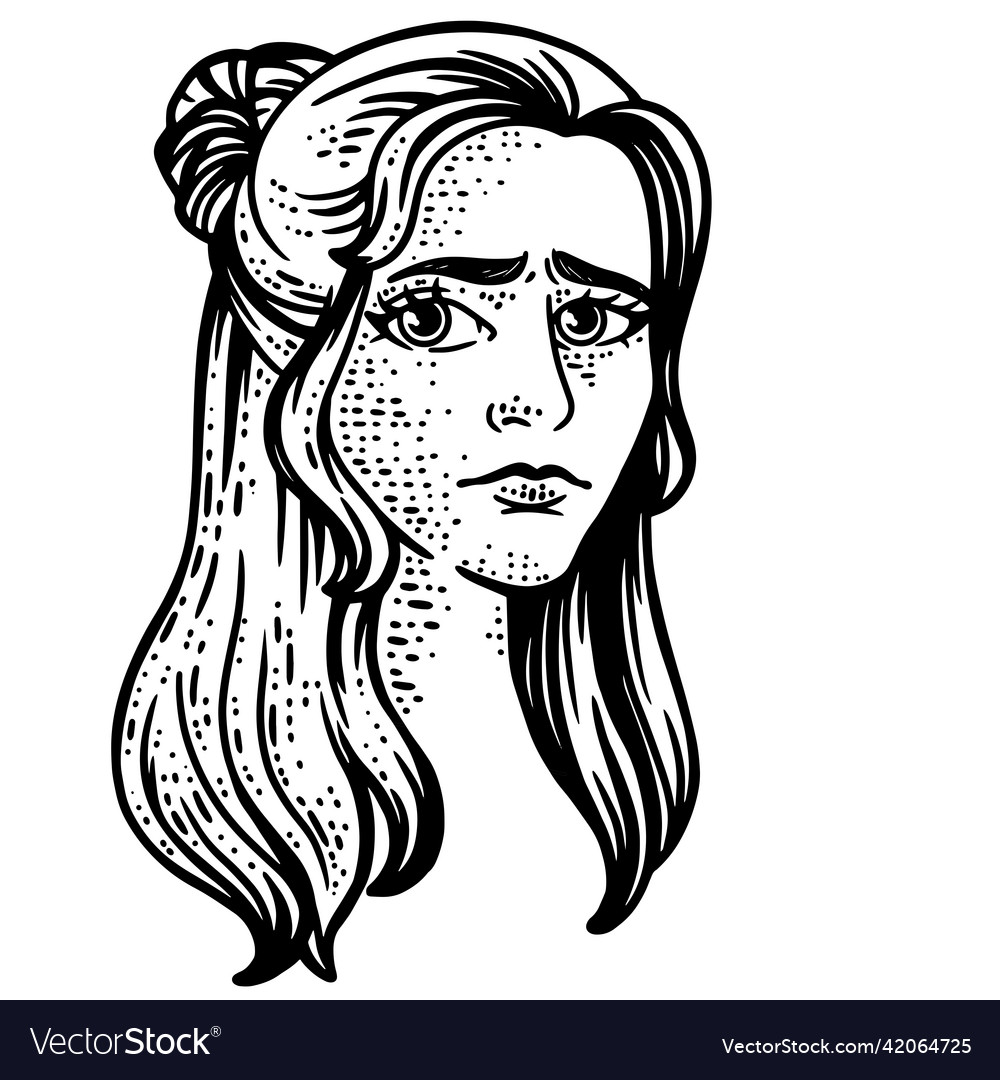 sad face girl drawing