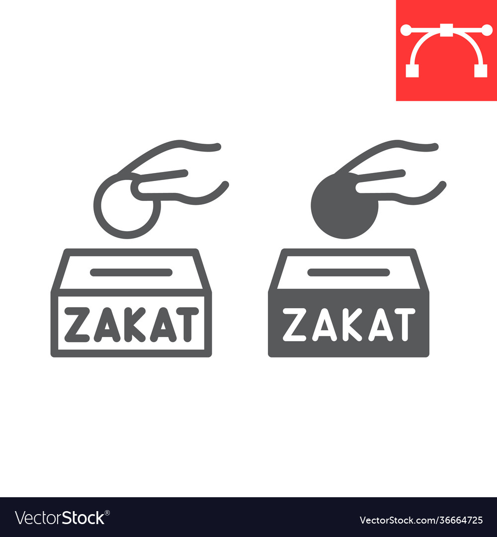 Zakat line and glyph icon happy ramadan