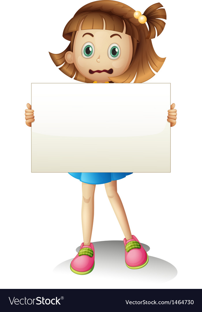 A child holding an empty signboard Royalty Free Vector Image