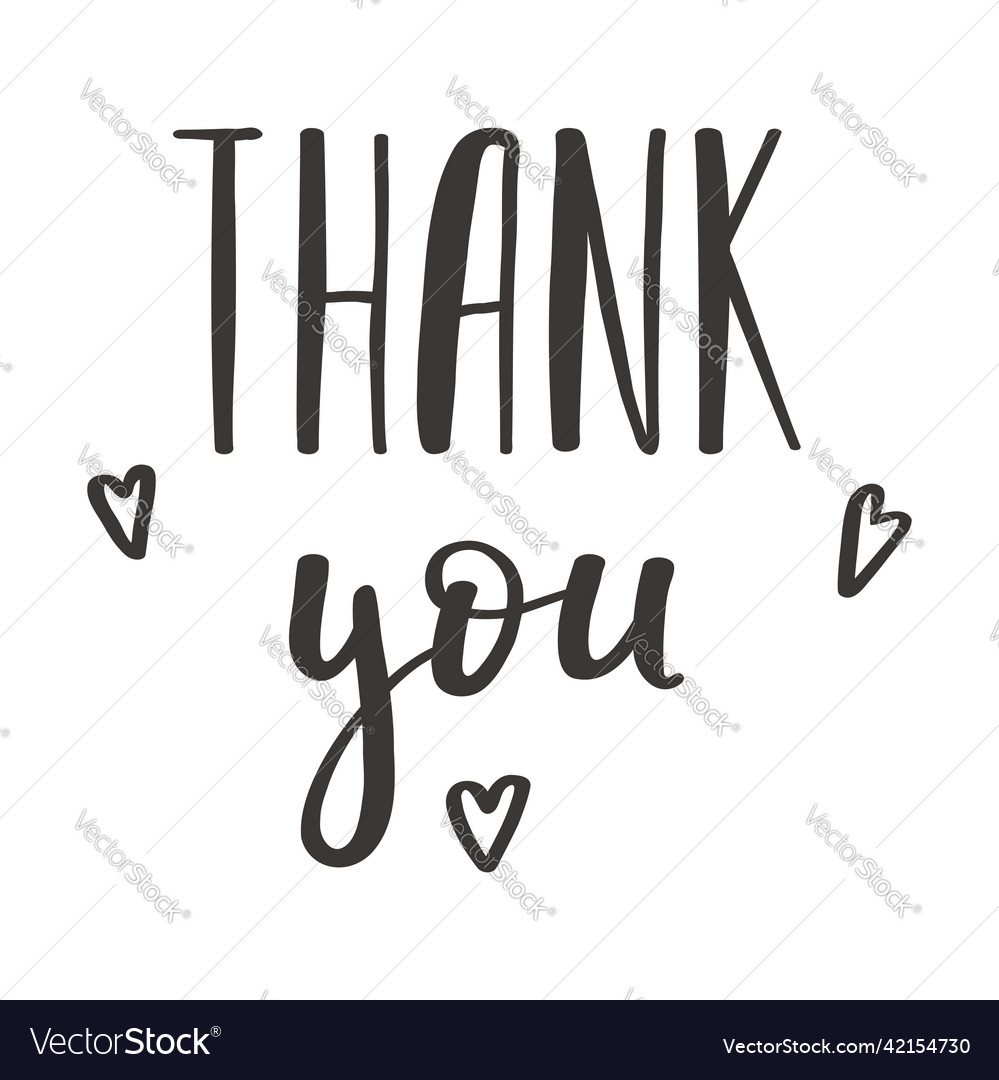 A handwritten phrase - thank you hand lettering Vector Image