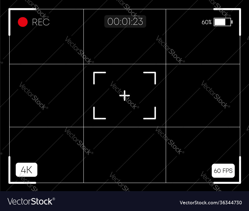 Camera horizontal viewfinder template on black