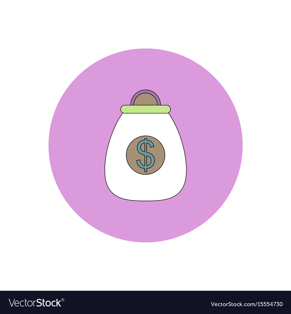 In flat design of money bag Royalty Free Vector Image