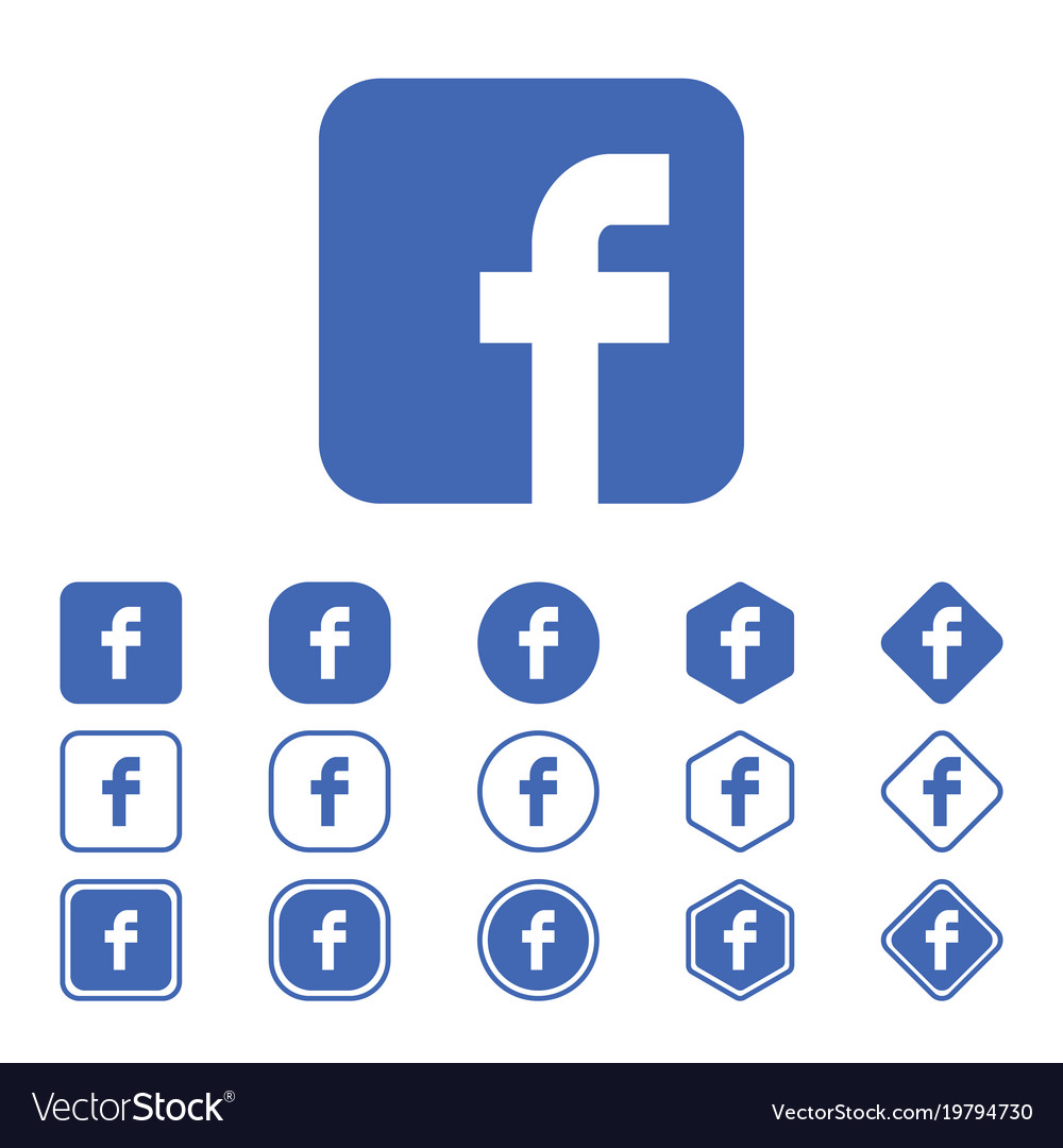 Set Facebook Flat Icon On A White Background Vector Image