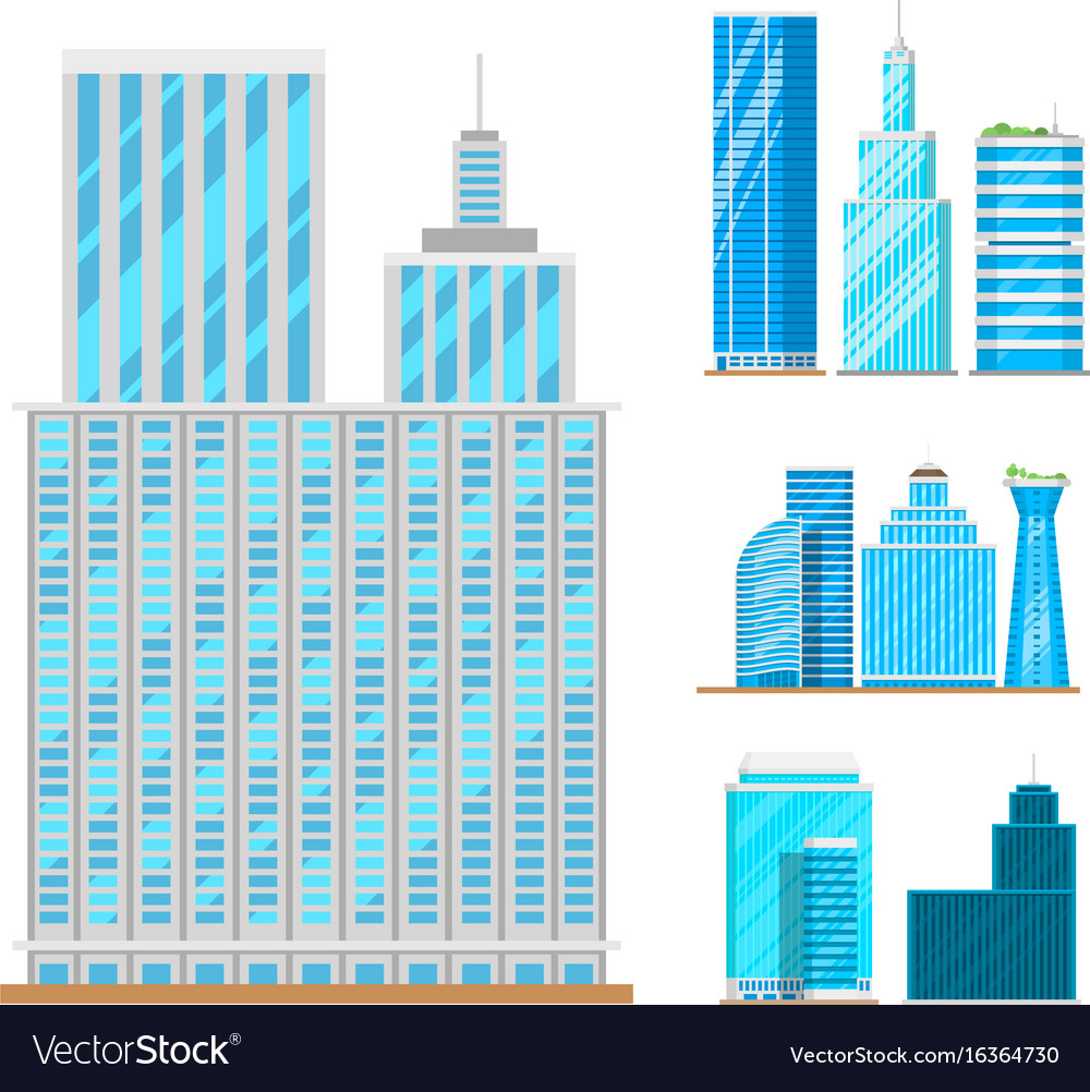 Skyscrapers buildings isolated tower office city Vector Image