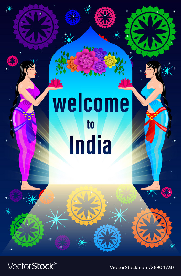 Welcome To India Poster Royalty Free Vector Image
