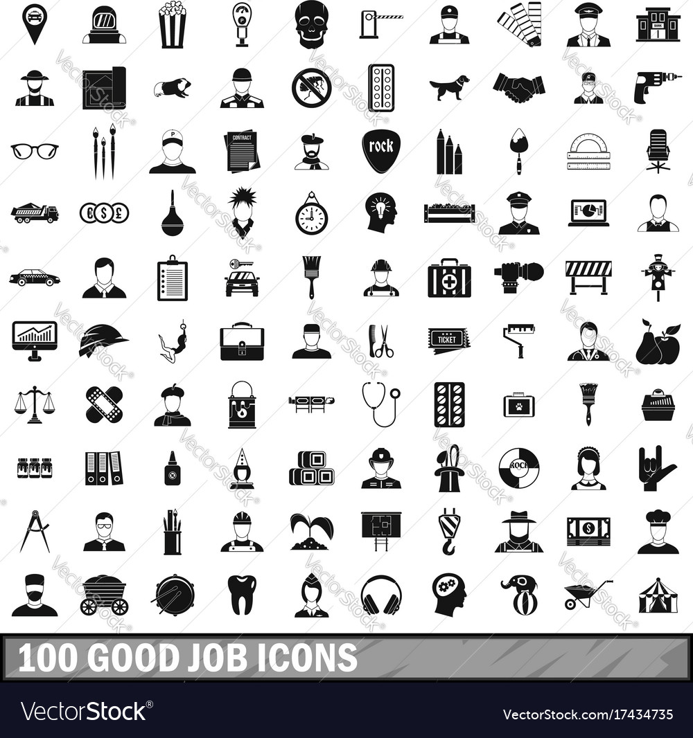 100 good job icons set simple style Royalty Free Vector