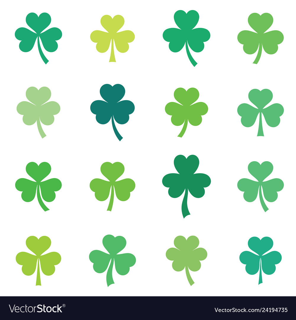 Abstract green clover leaves set isolated Vector Image