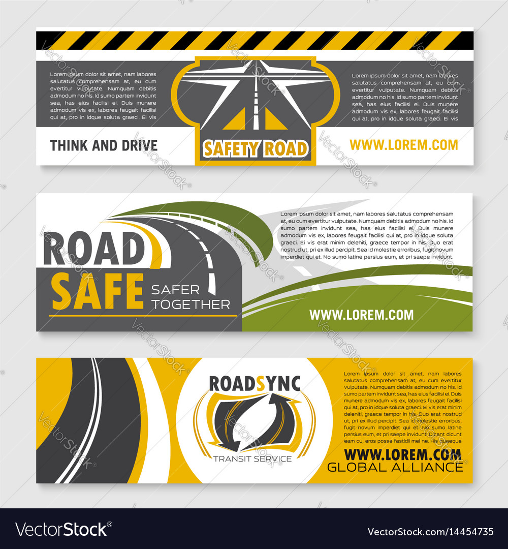 Banners Of Safety Road Construction Company Vector Image