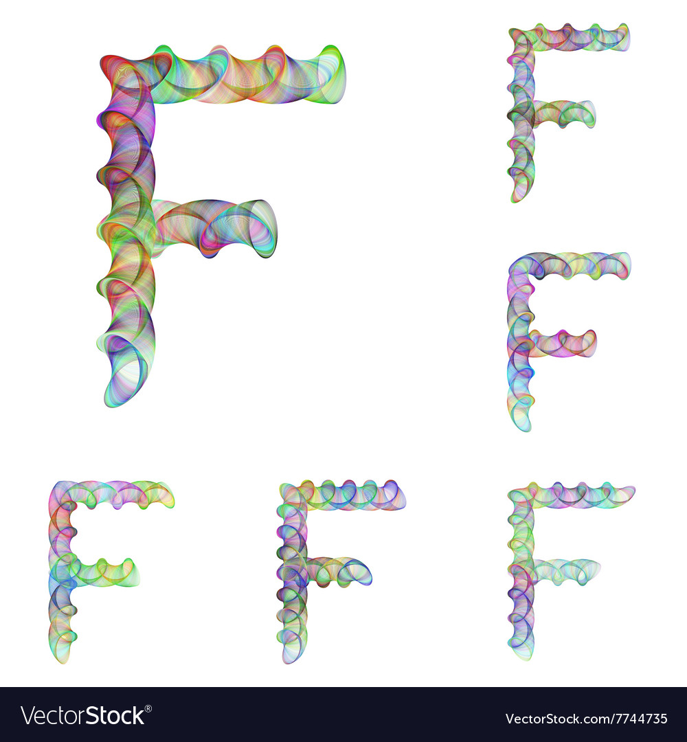 Colorful ellipse fractal font - letter f Vector Image