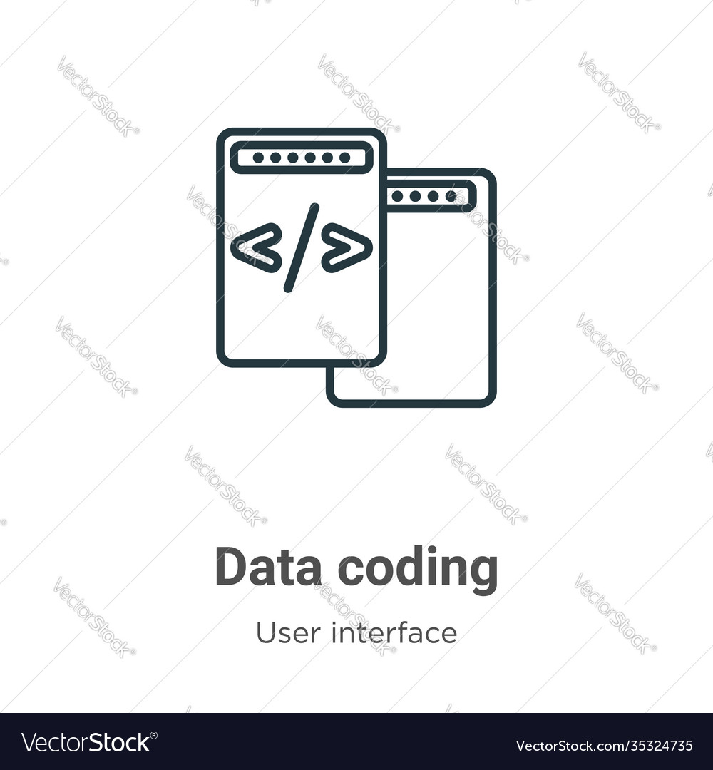 Data coding outline icon thin line black