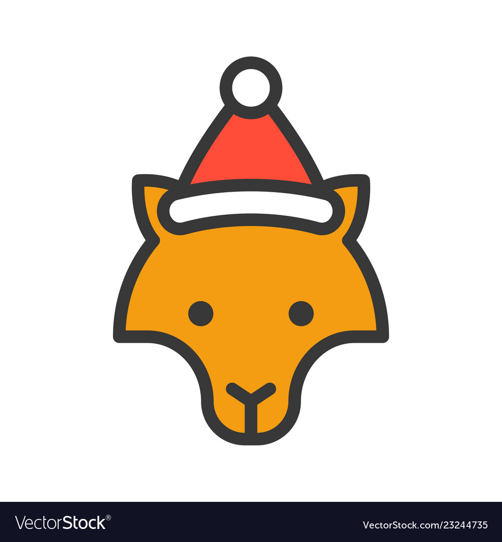 fox wearing santa hat outline icon editable stroke fox outline