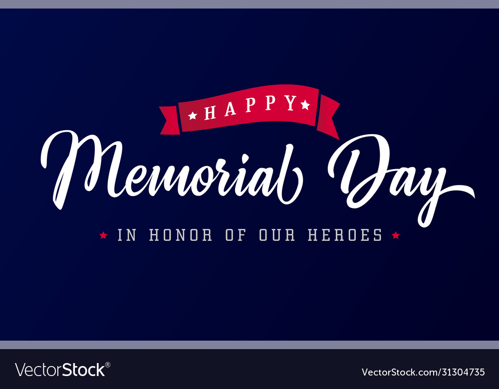 Memorial day usa lettering blue poster Royalty Free Vector