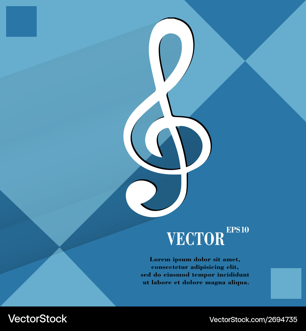 Music elements notes web icon on a flat geometric Vector Image