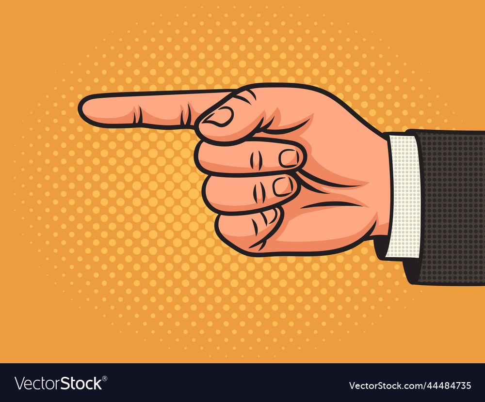 Pointer hand with the index finger pop art