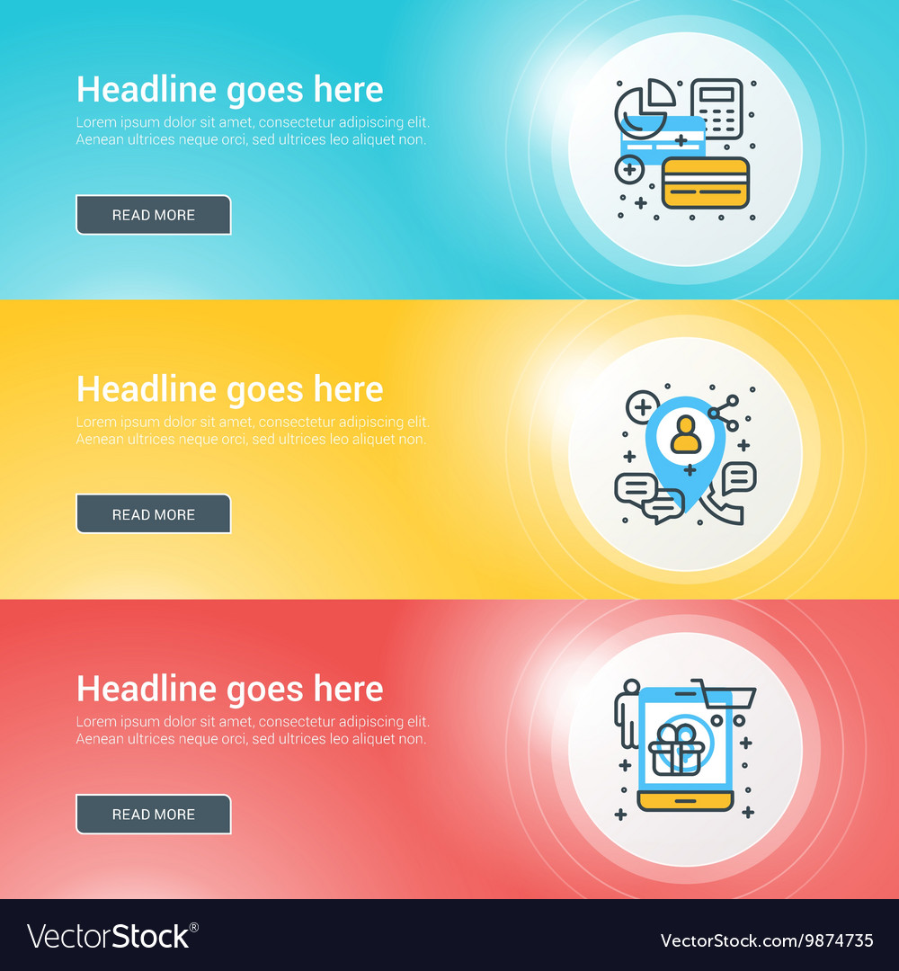 set of flat line business website banner templates website banner templates