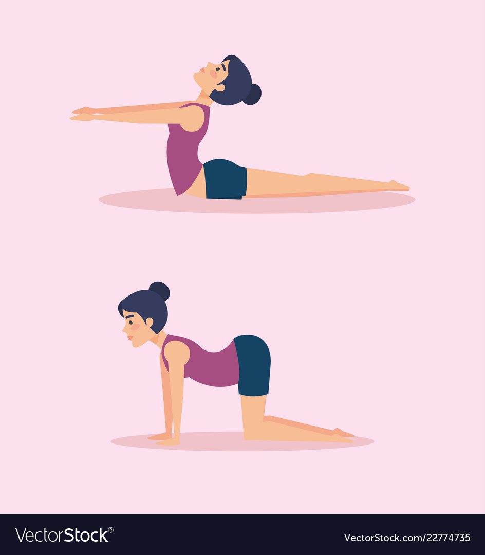 Set of girls doing yoga design