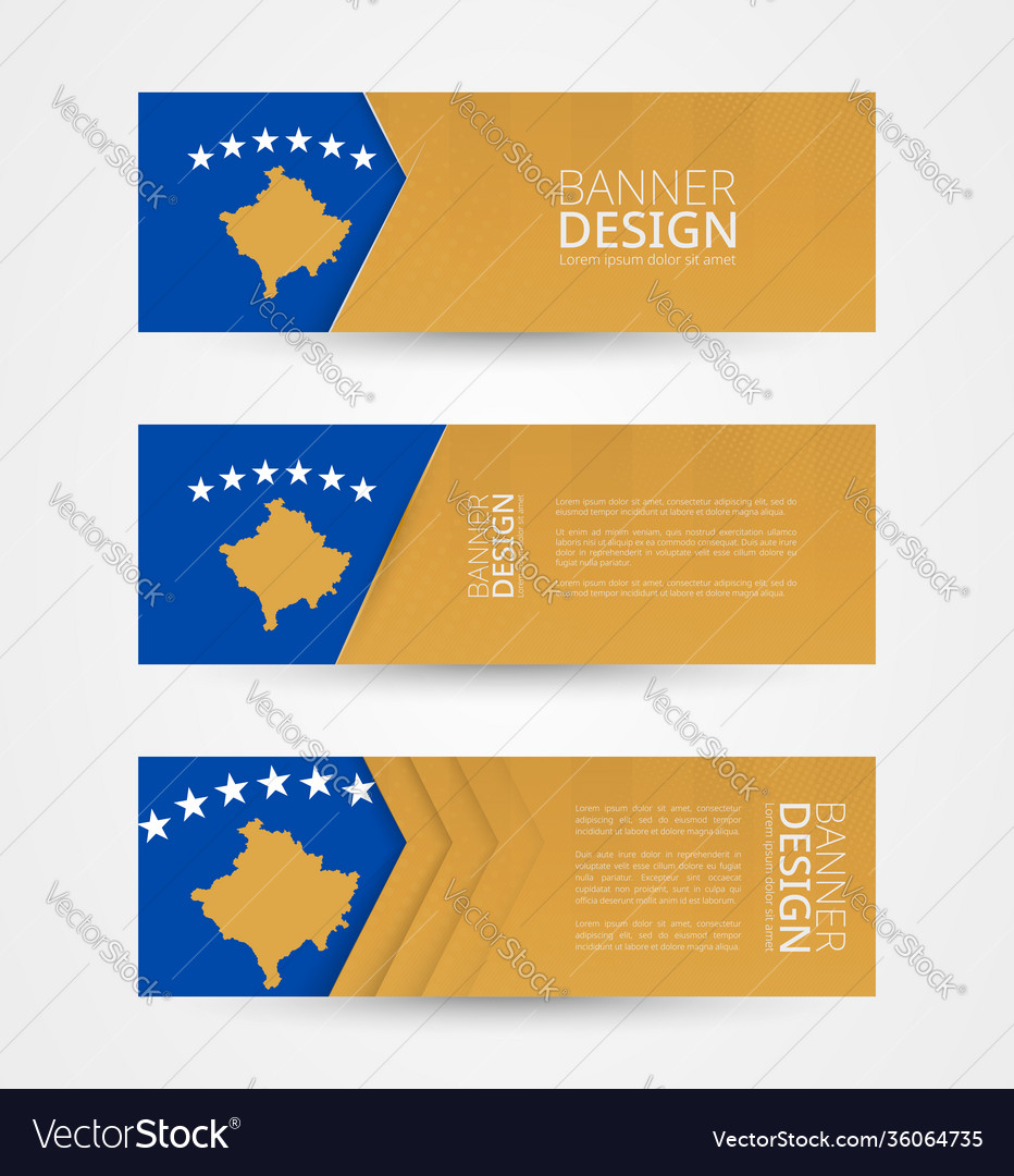 Set three horizontal banners with flag