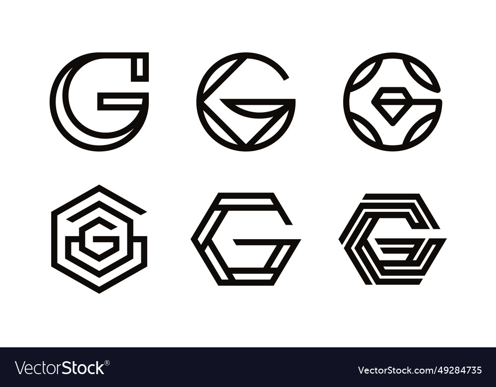 Stylish g lettermarks logo collection Royalty Free Vector