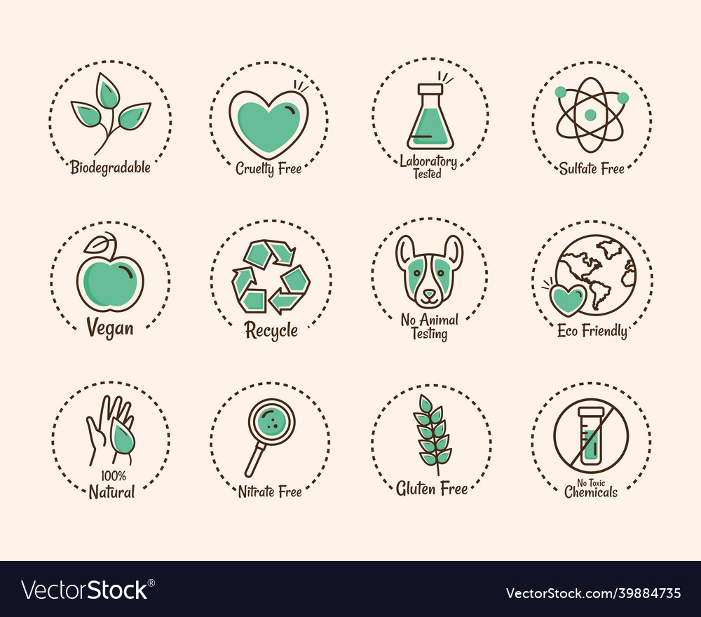 Twelve products labels icons