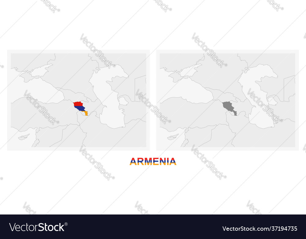 Two Versions Map Armenia With Flag Royalty Free Vector Image   Two Versions Map Armenia With Flag Vector 37194735 