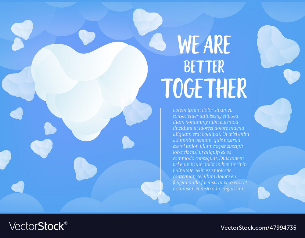 We are better together lettering and heart shaped Vector Image