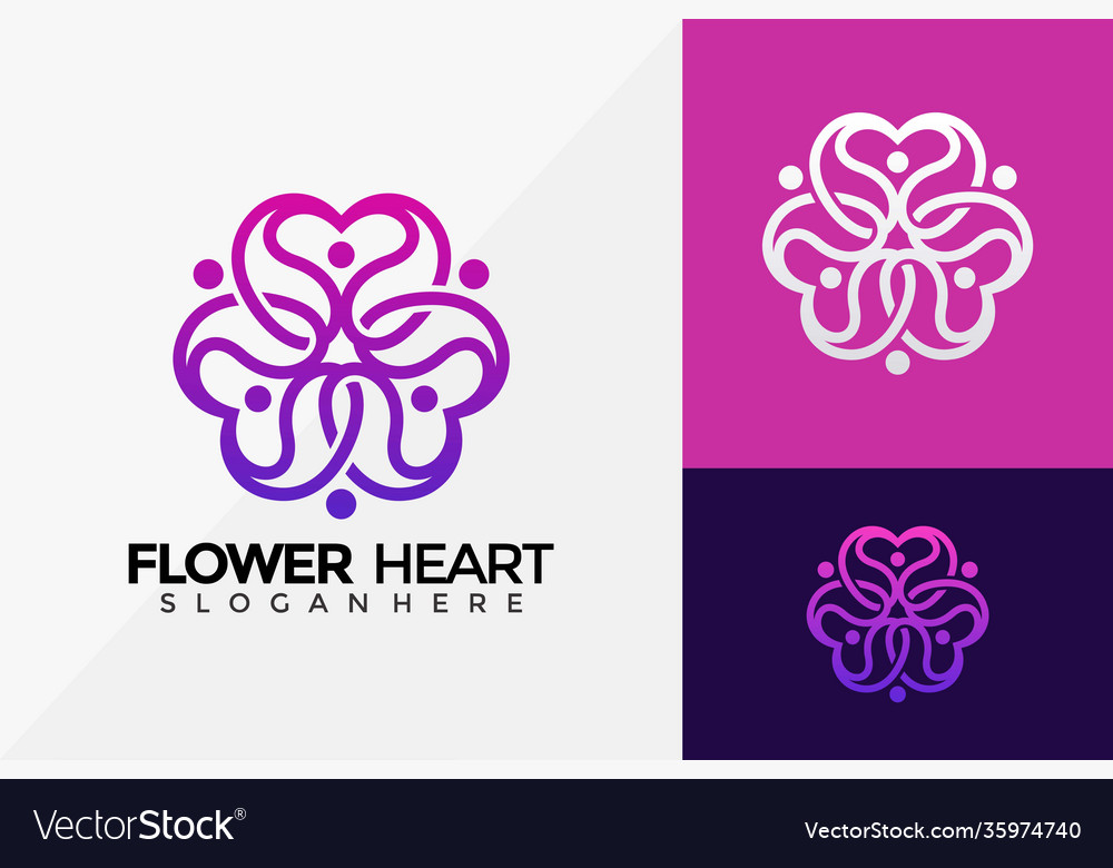 Blume Herz Liebe Logo Design Marke Identität