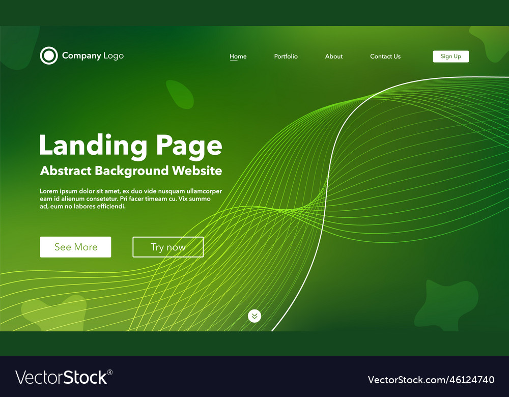 Gradient abstract wave background landing page vector image Gradient abstract wave background landing page