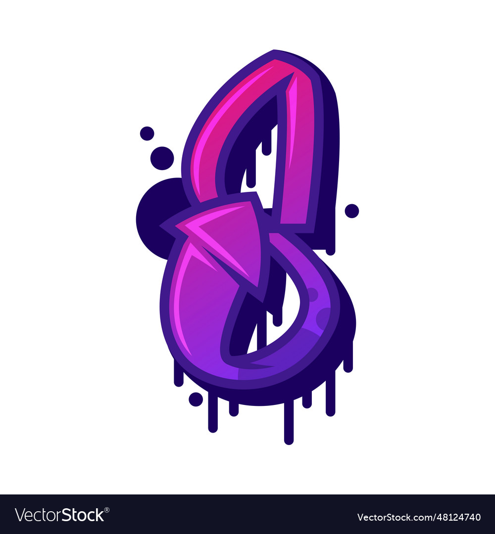 Graffiti eight number and purple bold numeral vector image Graffiti eight number and purple bold numeral