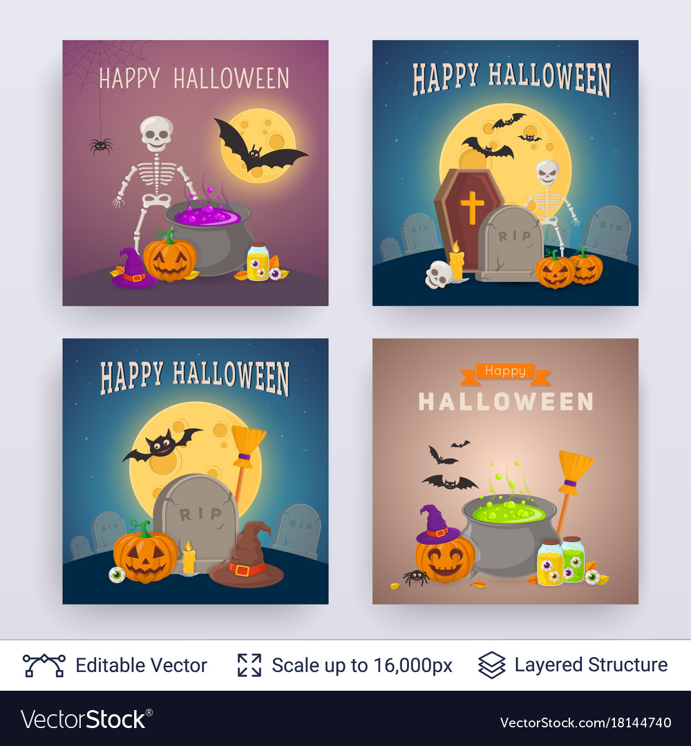 Halloween party posters set