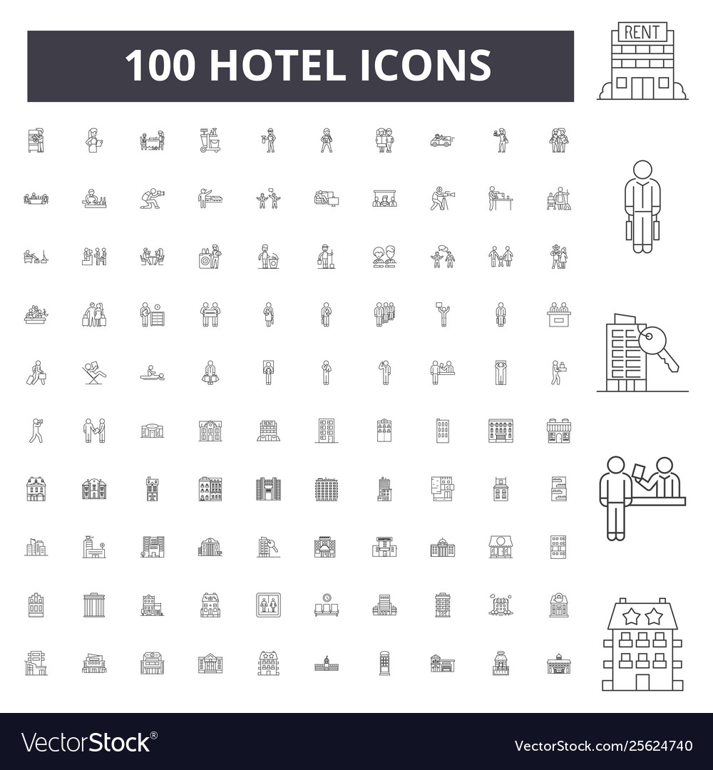 Hotel line icons signs set outline