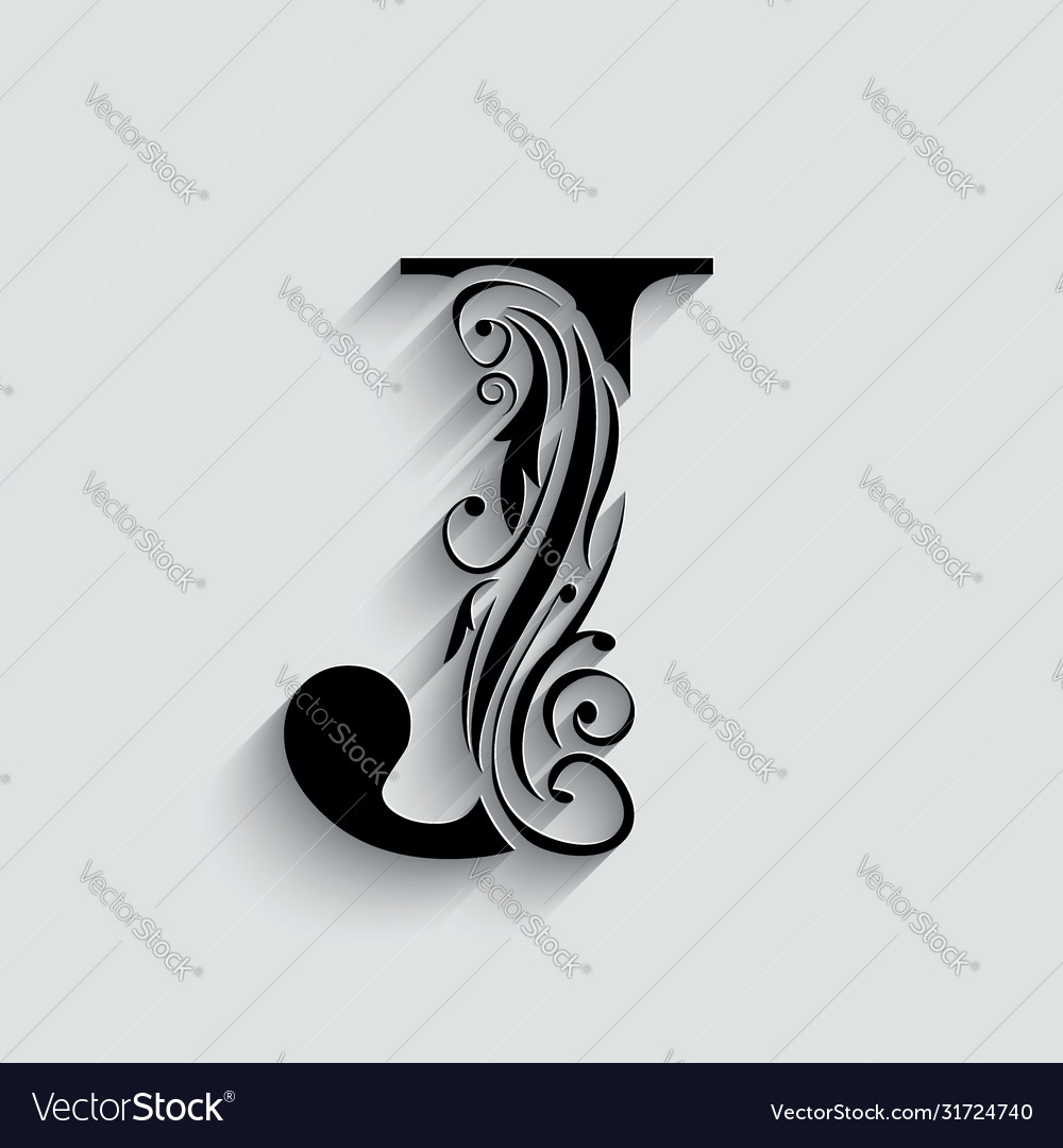 letter J flower ornament. Vector logo. Monogram alphabet